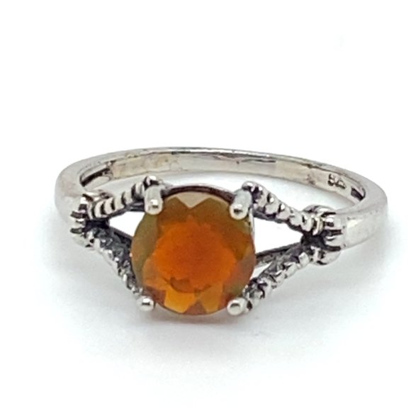Orange Opal .81ct Solid 925 Sterling Silver Ring